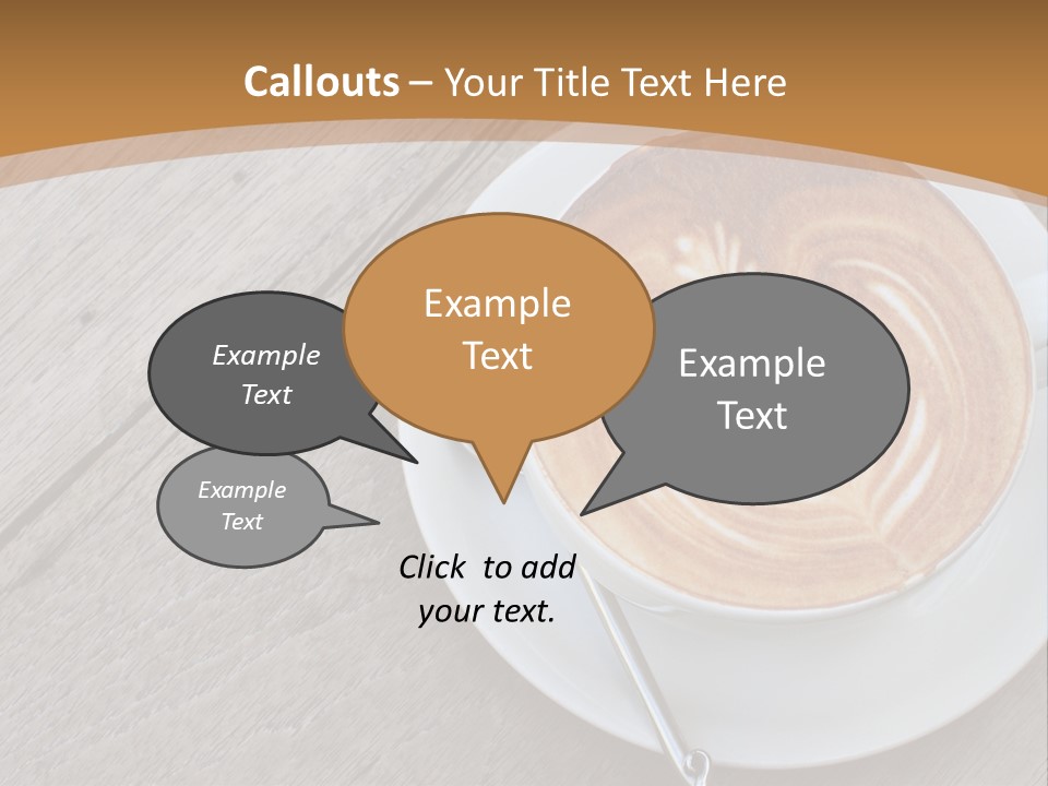 A Cup Of Coffee On A Saucer On A Wooden Table PowerPoint Template
