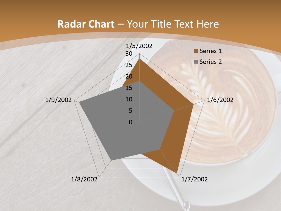 A Cup Of Coffee On A Saucer On A Wooden Table PowerPoint Template