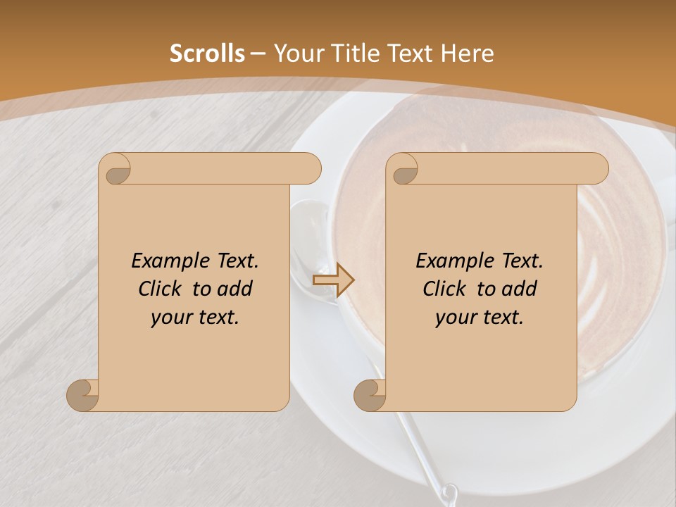 A Cup Of Coffee On A Saucer On A Wooden Table PowerPoint Template