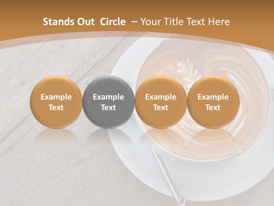 A Cup Of Coffee On A Saucer On A Wooden Table PowerPoint Template