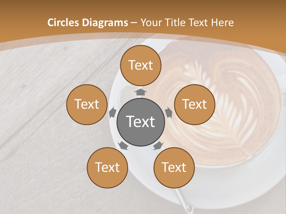 A Cup Of Coffee On A Saucer On A Wooden Table PowerPoint Template