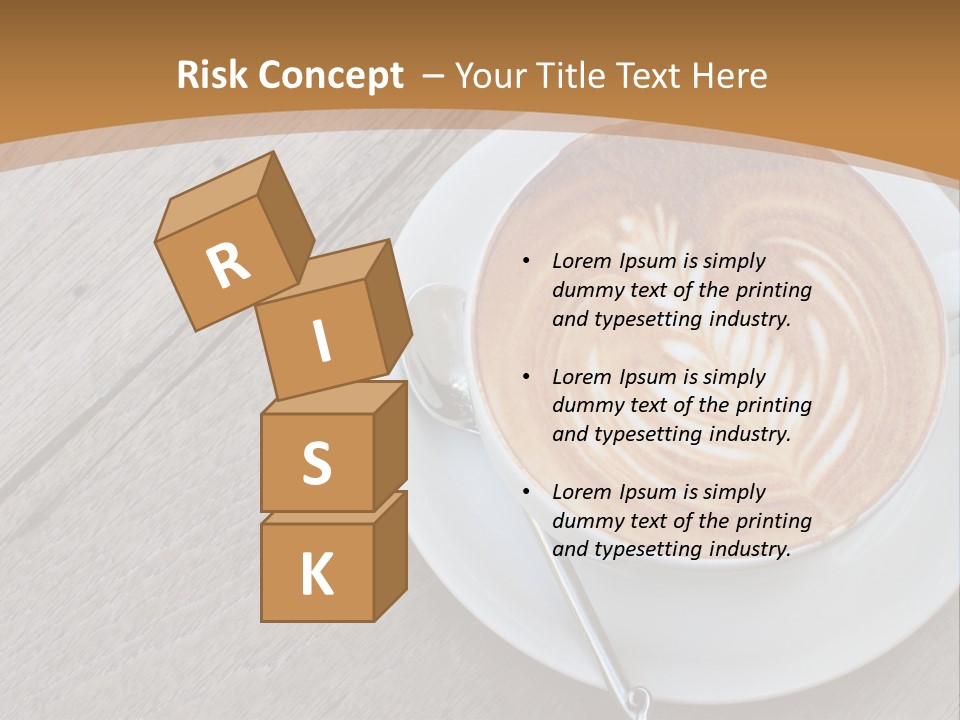 A Cup Of Coffee On A Saucer On A Wooden Table PowerPoint Template