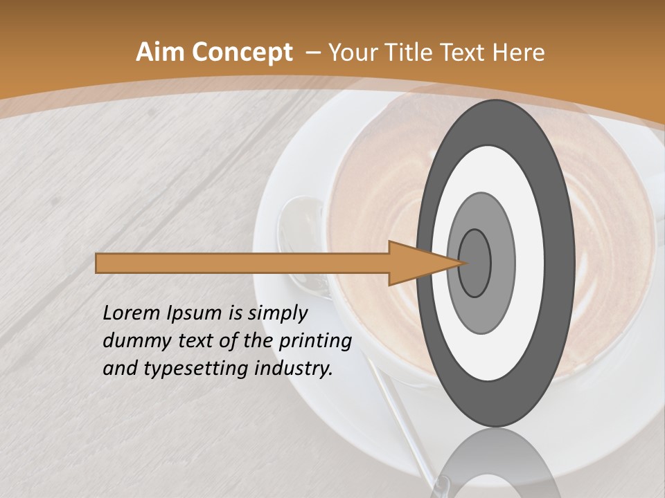 A Cup Of Coffee On A Saucer On A Wooden Table PowerPoint Template