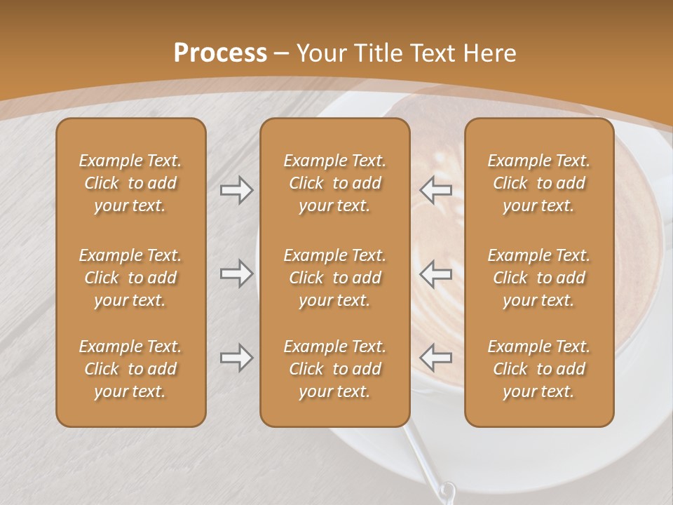 A Cup Of Coffee On A Saucer On A Wooden Table PowerPoint Template