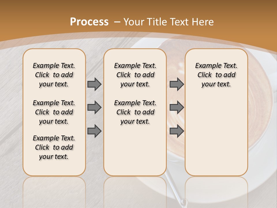 A Cup Of Coffee On A Saucer On A Wooden Table PowerPoint Template