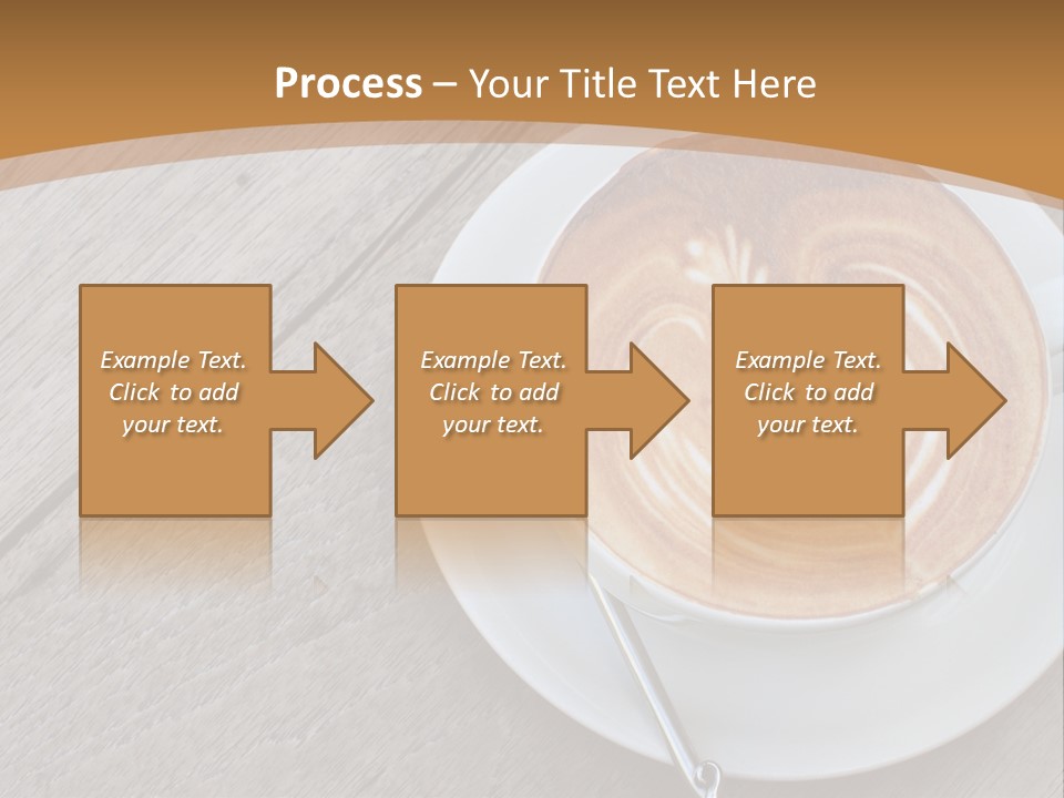 A Cup Of Coffee On A Saucer On A Wooden Table PowerPoint Template