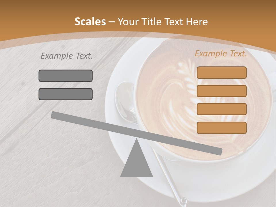 A Cup Of Coffee On A Saucer On A Wooden Table PowerPoint Template