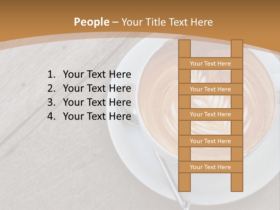 A Cup Of Coffee On A Saucer On A Wooden Table PowerPoint Template