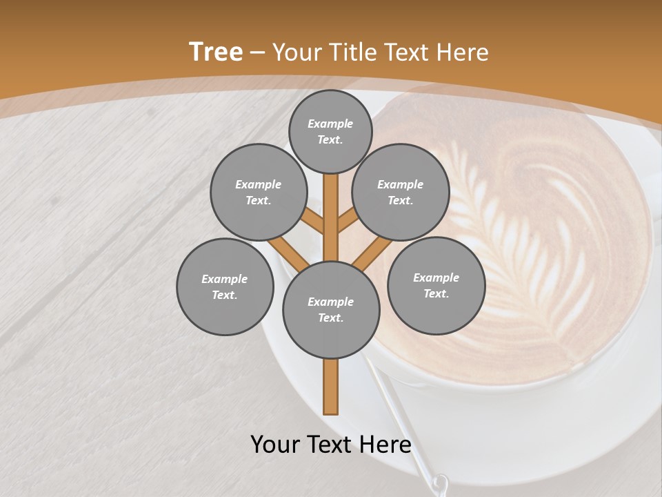 A Cup Of Coffee On A Saucer On A Wooden Table PowerPoint Template