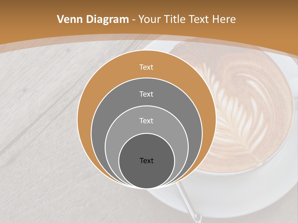 A Cup Of Coffee On A Saucer On A Wooden Table PowerPoint Template