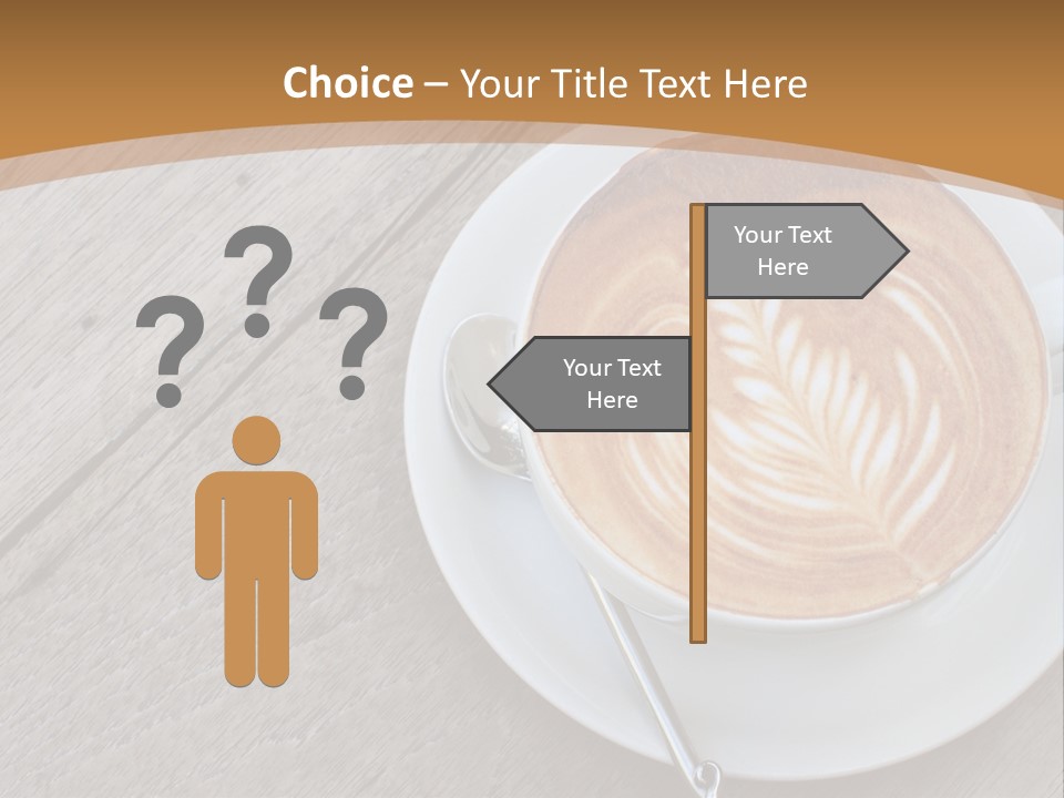 A Cup Of Coffee On A Saucer On A Wooden Table PowerPoint Template