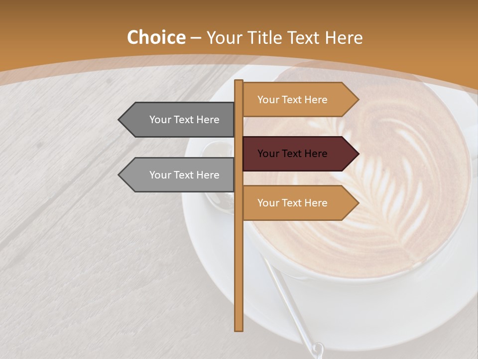 A Cup Of Coffee On A Saucer On A Wooden Table PowerPoint Template