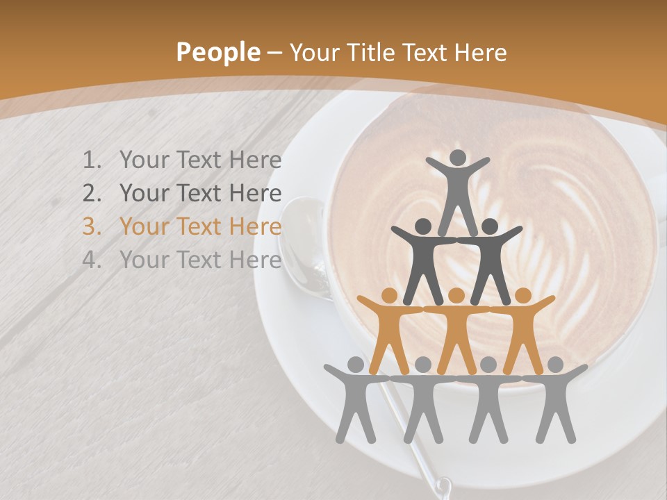 A Cup Of Coffee On A Saucer On A Wooden Table PowerPoint Template