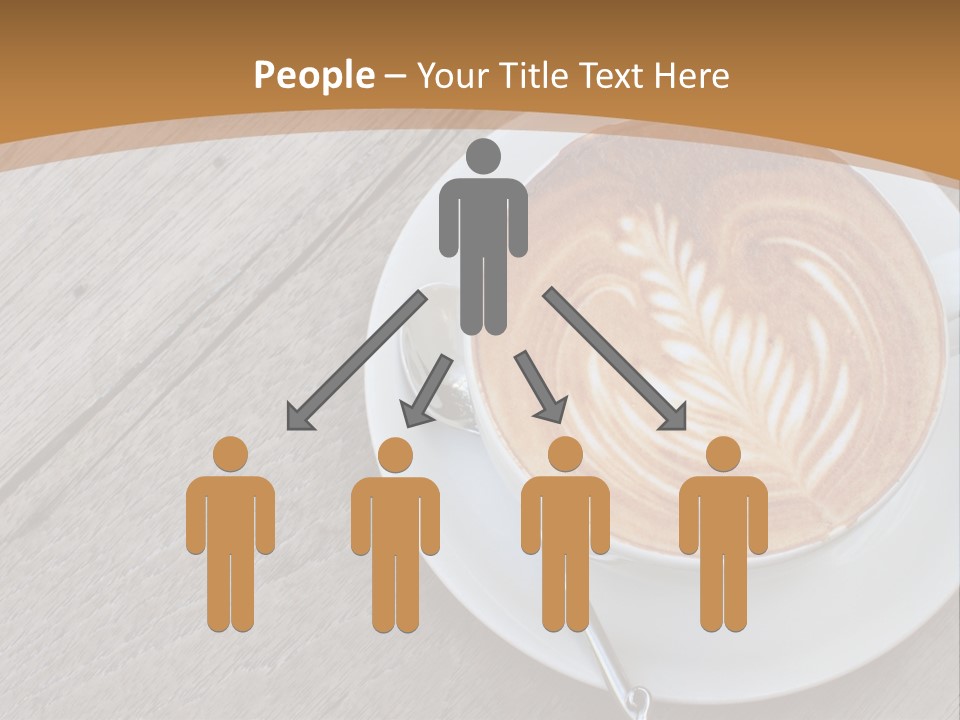 A Cup Of Coffee On A Saucer On A Wooden Table PowerPoint Template