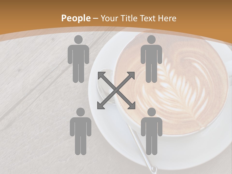 A Cup Of Coffee On A Saucer On A Wooden Table PowerPoint Template