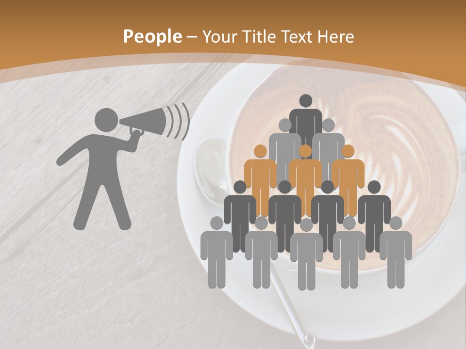 A Cup Of Coffee On A Saucer On A Wooden Table PowerPoint Template