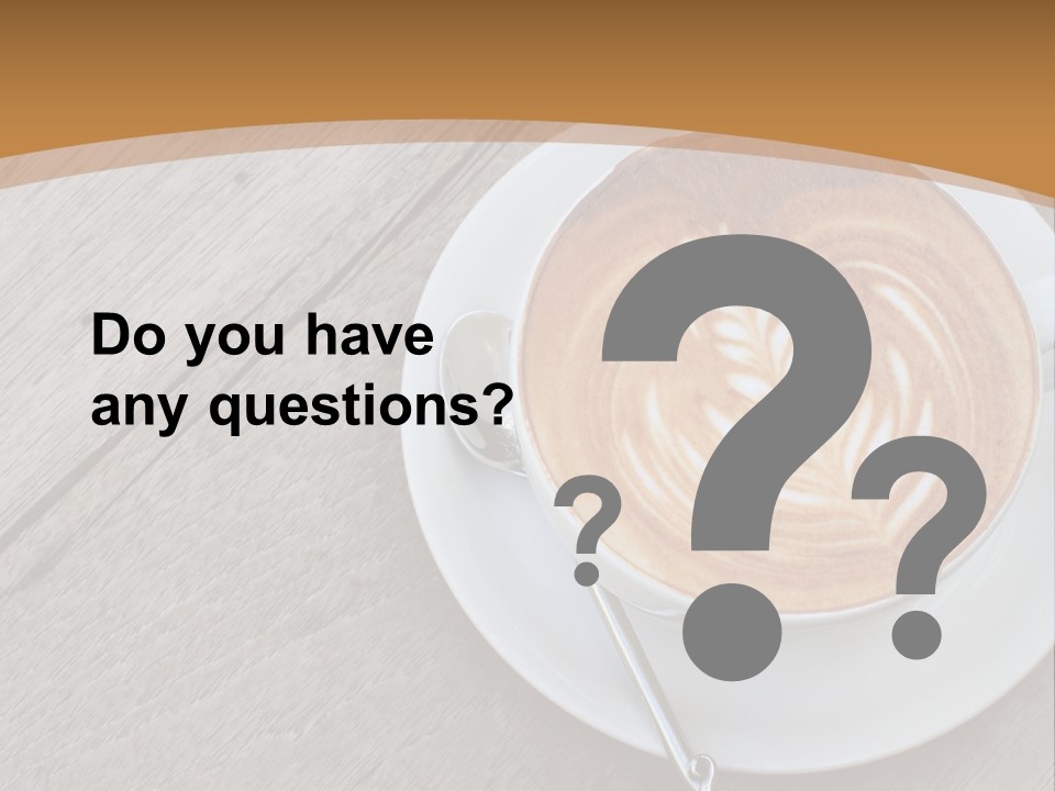 A Cup Of Coffee On A Saucer On A Wooden Table PowerPoint Template