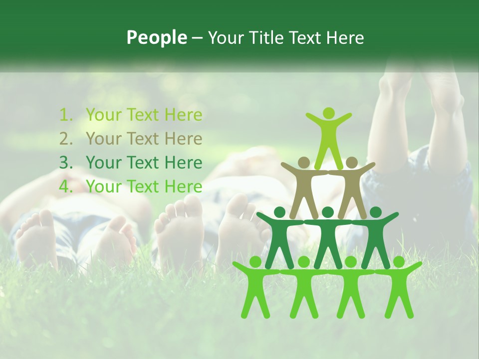A Group Of People Laying On Top Of A Lush Green Field PowerPoint Template
