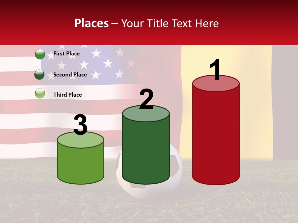 A Soccer Ball On A Field With Flags In The Background PowerPoint Template