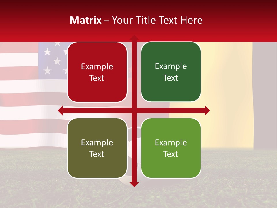 A Soccer Ball On A Field With Flags In The Background PowerPoint Template