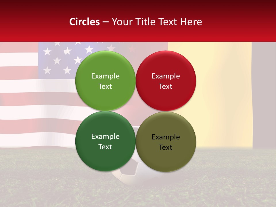 A Soccer Ball On A Field With Flags In The Background PowerPoint Template