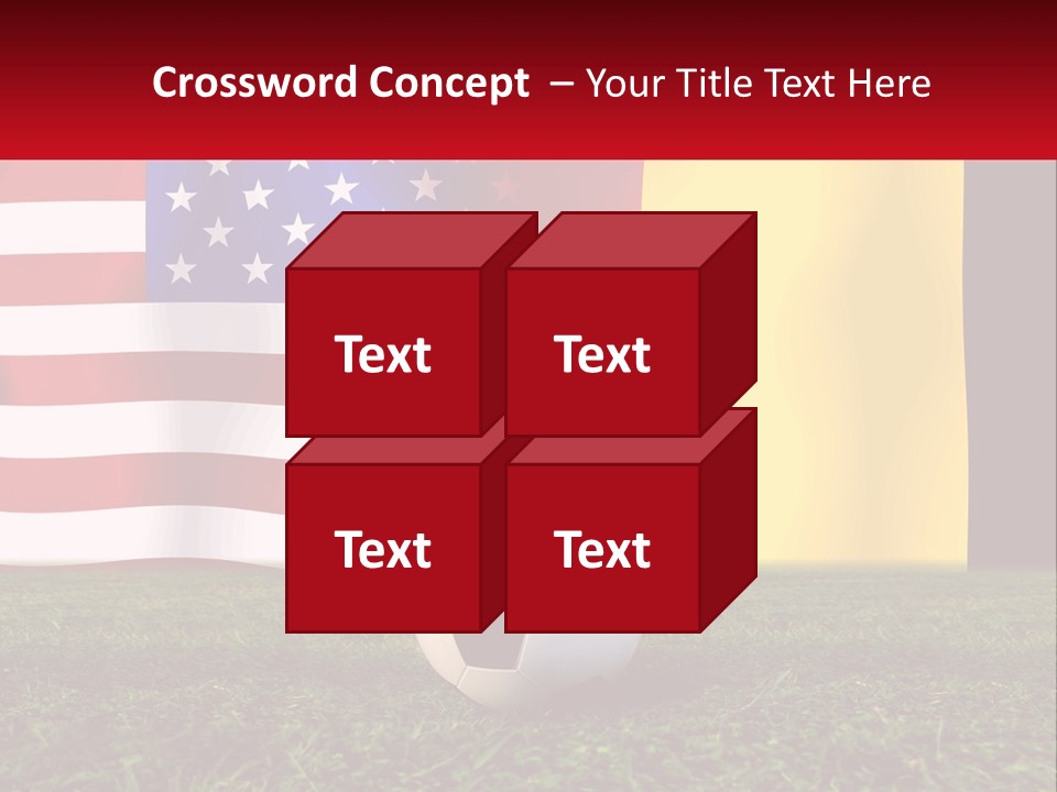 A Soccer Ball On A Field With Flags In The Background PowerPoint Template