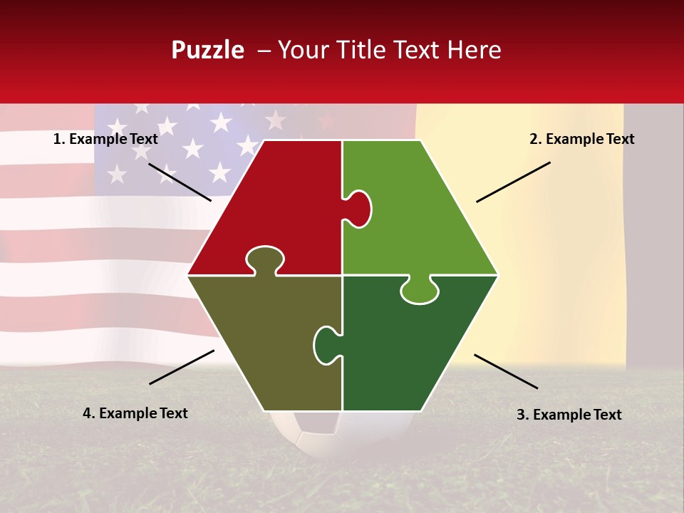 A Soccer Ball On A Field With Flags In The Background PowerPoint Template