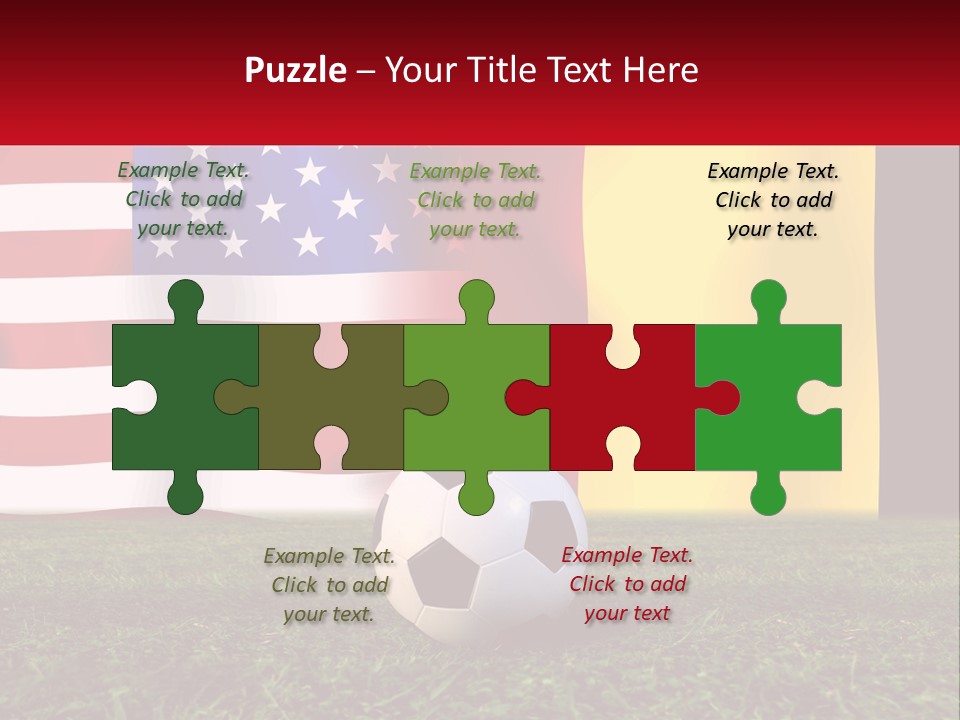 A Soccer Ball On A Field With Flags In The Background PowerPoint Template