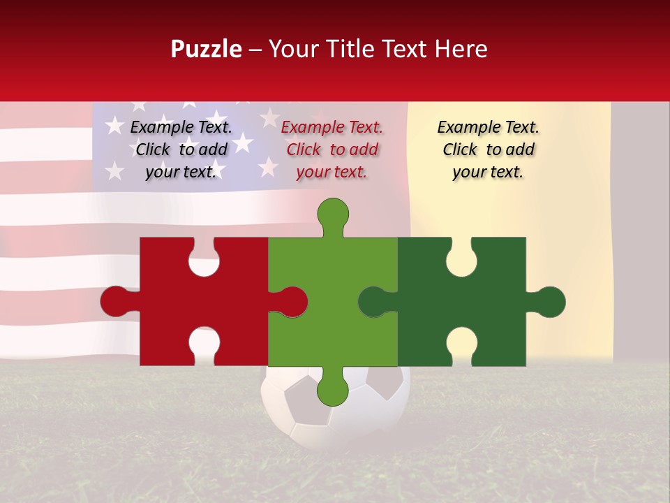 A Soccer Ball On A Field With Flags In The Background PowerPoint Template