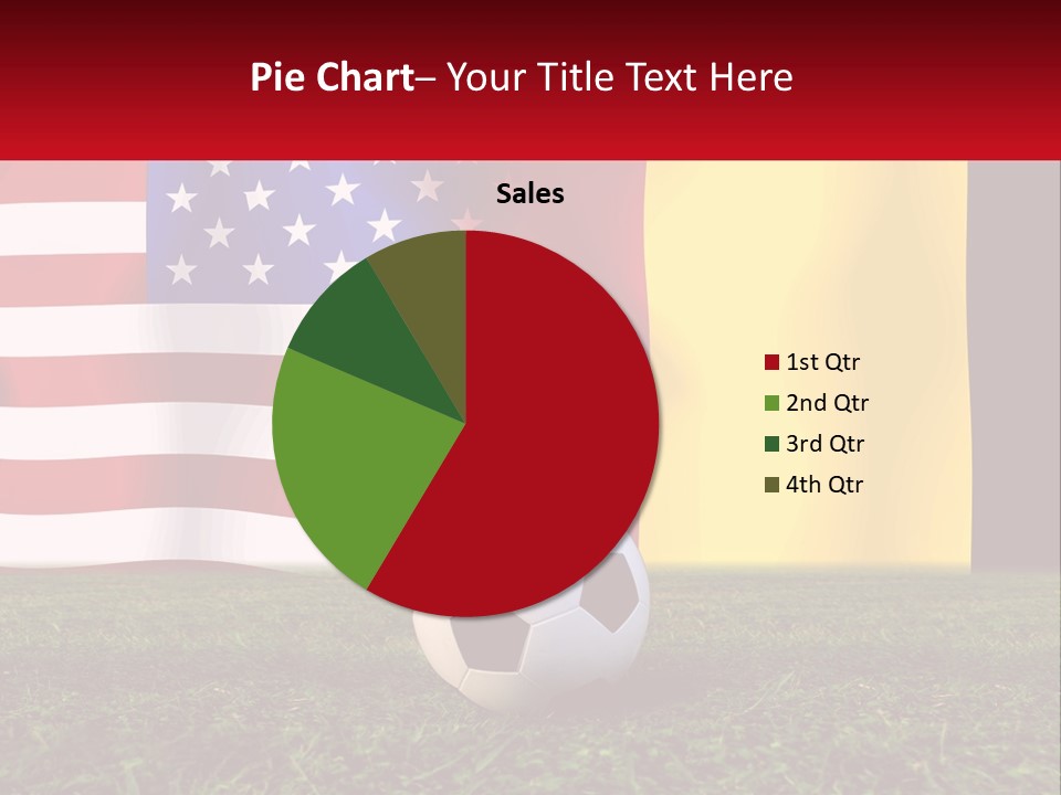 A Soccer Ball On A Field With Flags In The Background PowerPoint Template