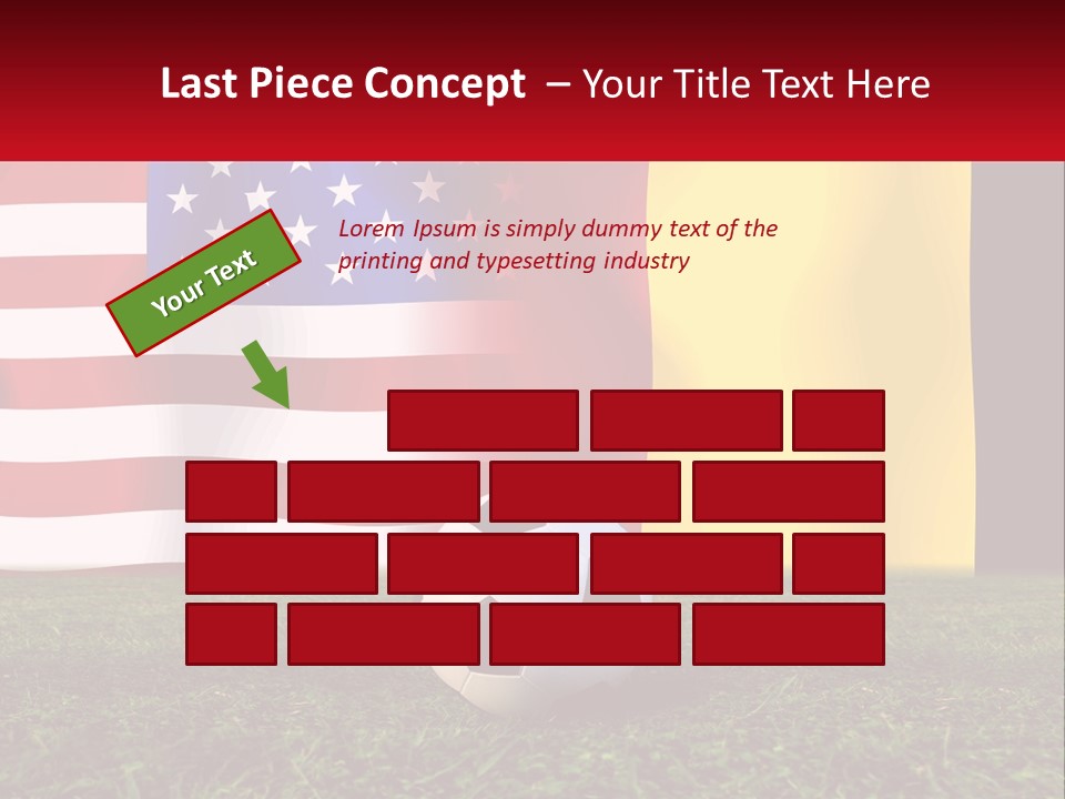 A Soccer Ball On A Field With Flags In The Background PowerPoint Template