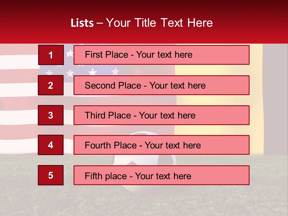 A Soccer Ball On A Field With Flags In The Background PowerPoint Template