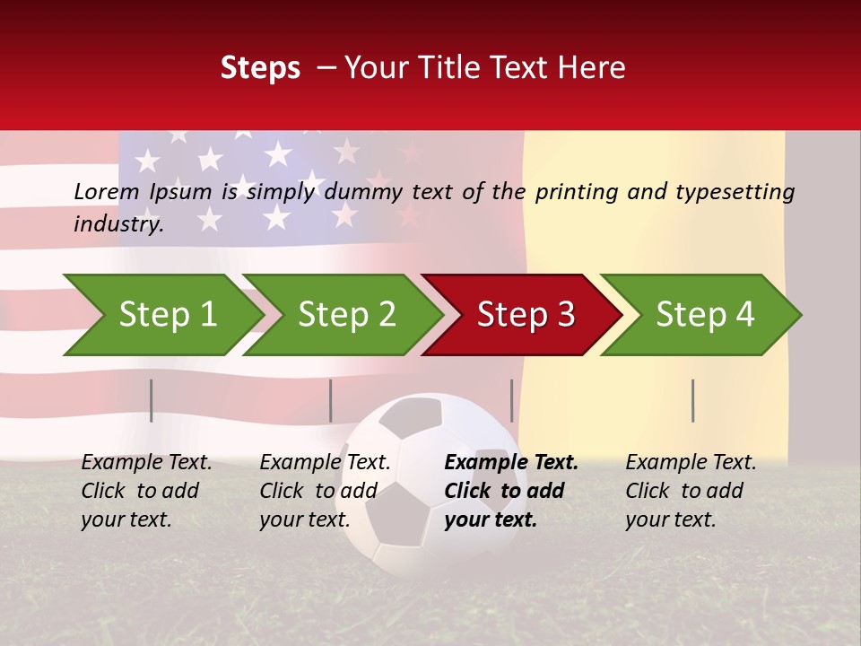 A Soccer Ball On A Field With Flags In The Background PowerPoint Template