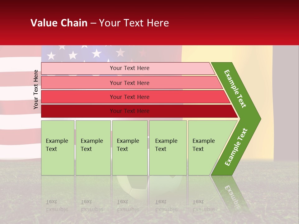 A Soccer Ball On A Field With Flags In The Background PowerPoint Template