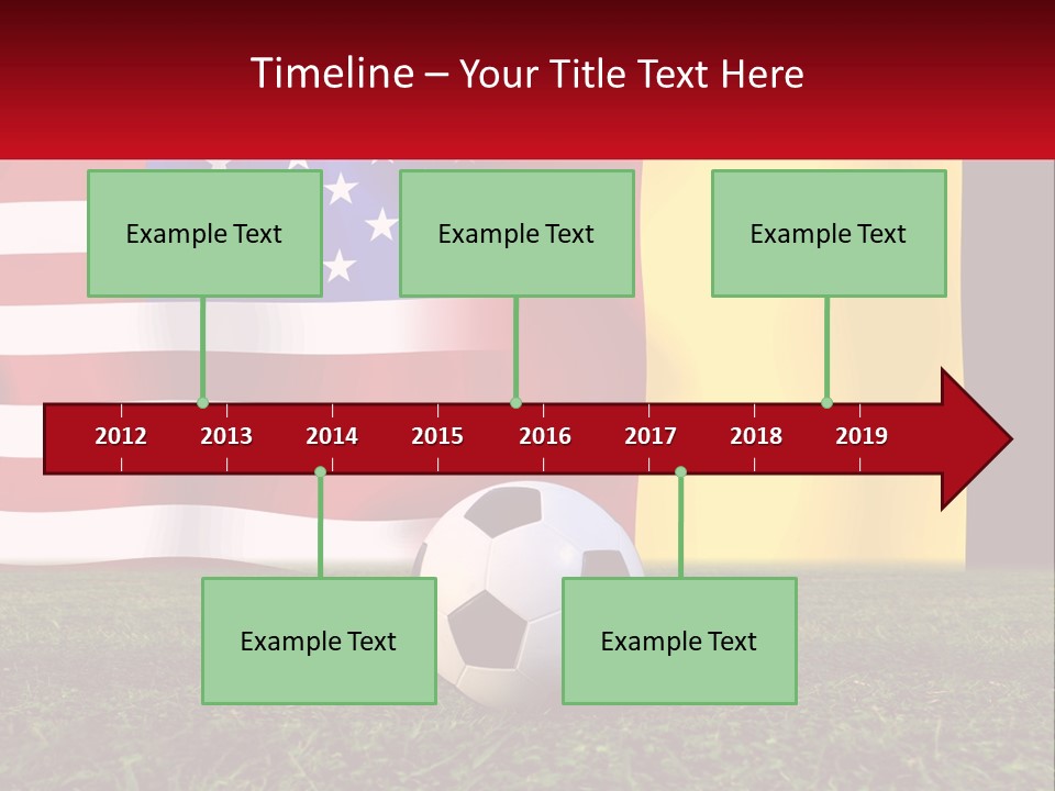 A Soccer Ball On A Field With Flags In The Background PowerPoint Template