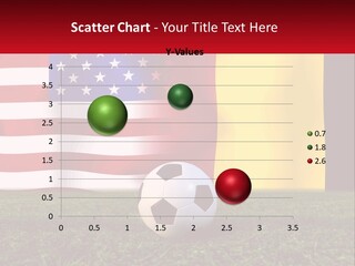 A Soccer Ball On A Field With Flags In The Background PowerPoint Template