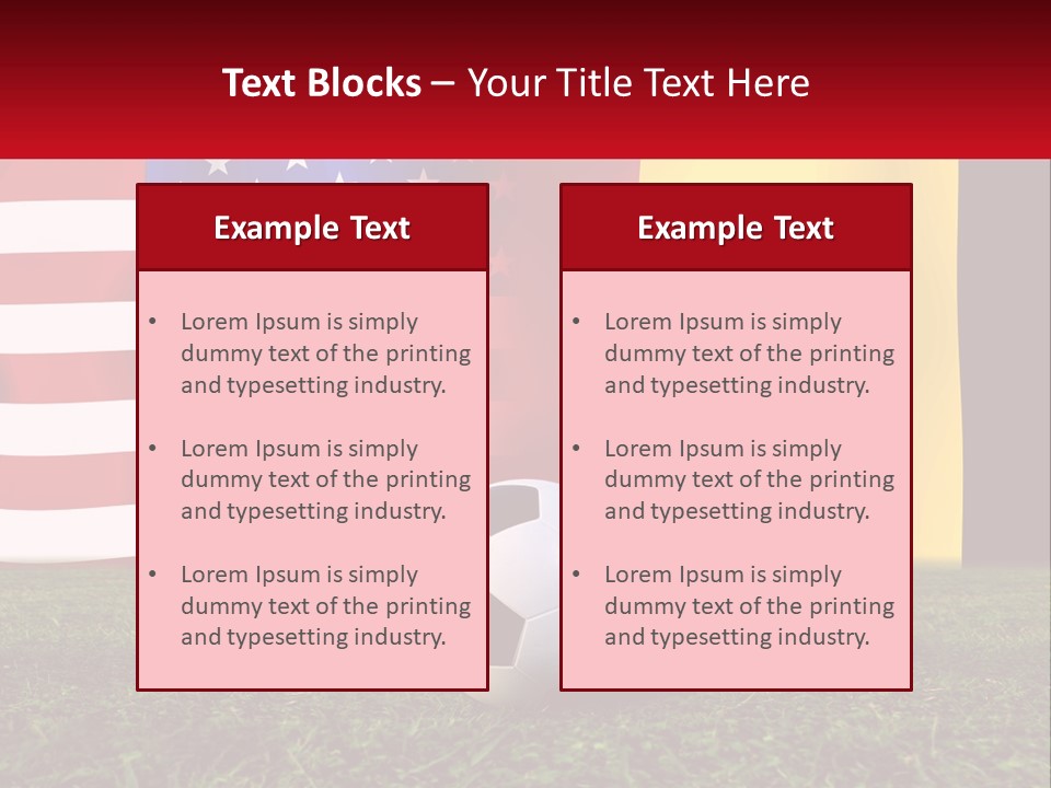 A Soccer Ball On A Field With Flags In The Background PowerPoint Template