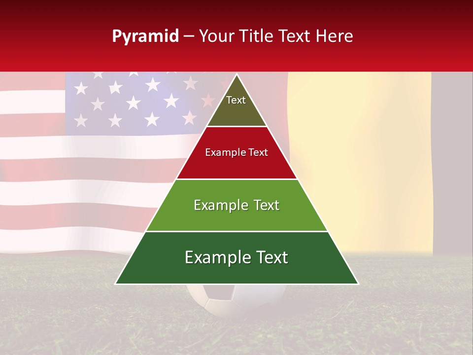 A Soccer Ball On A Field With Flags In The Background PowerPoint Template
