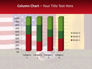 A Soccer Ball On A Field With Flags In The Background PowerPoint Template