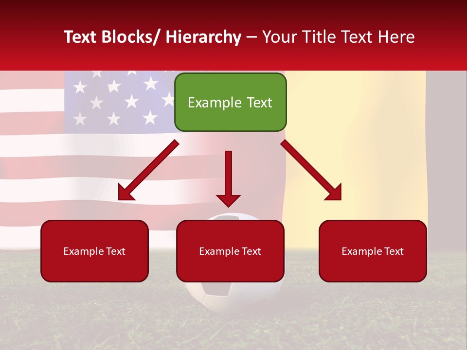 A Soccer Ball On A Field With Flags In The Background PowerPoint Template