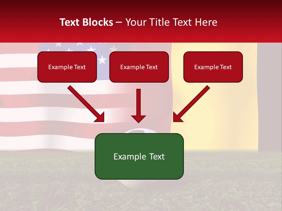 A Soccer Ball On A Field With Flags In The Background PowerPoint Template