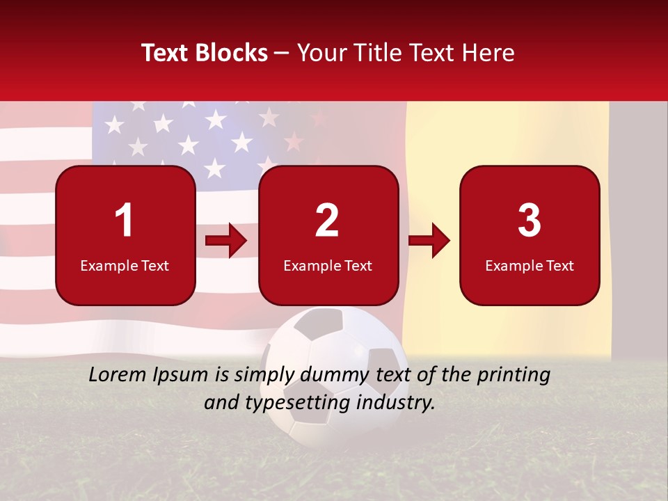 A Soccer Ball On A Field With Flags In The Background PowerPoint Template