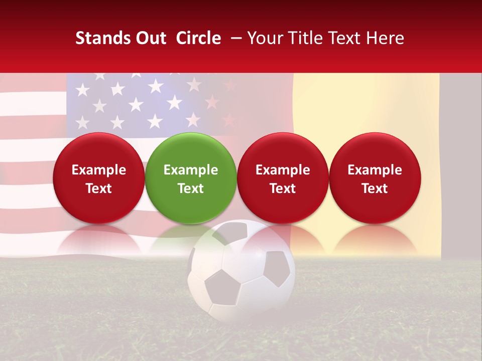 A Soccer Ball On A Field With Flags In The Background PowerPoint Template