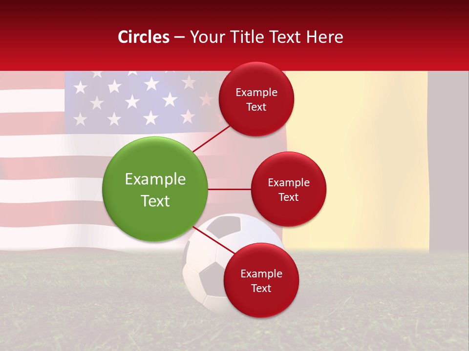A Soccer Ball On A Field With Flags In The Background PowerPoint Template