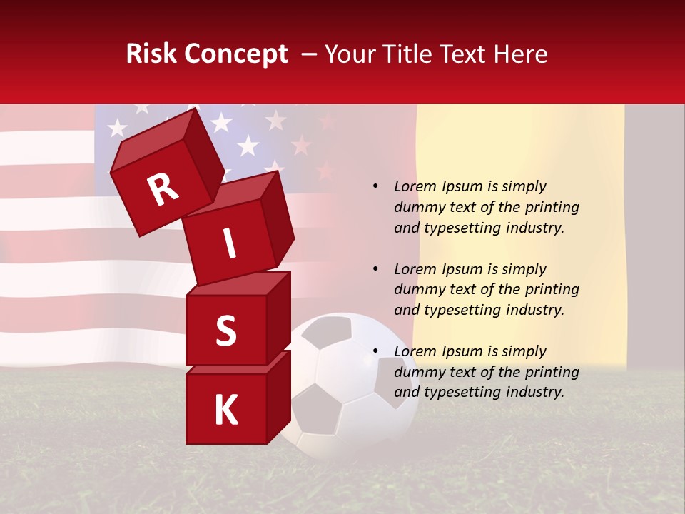 A Soccer Ball On A Field With Flags In The Background PowerPoint Template