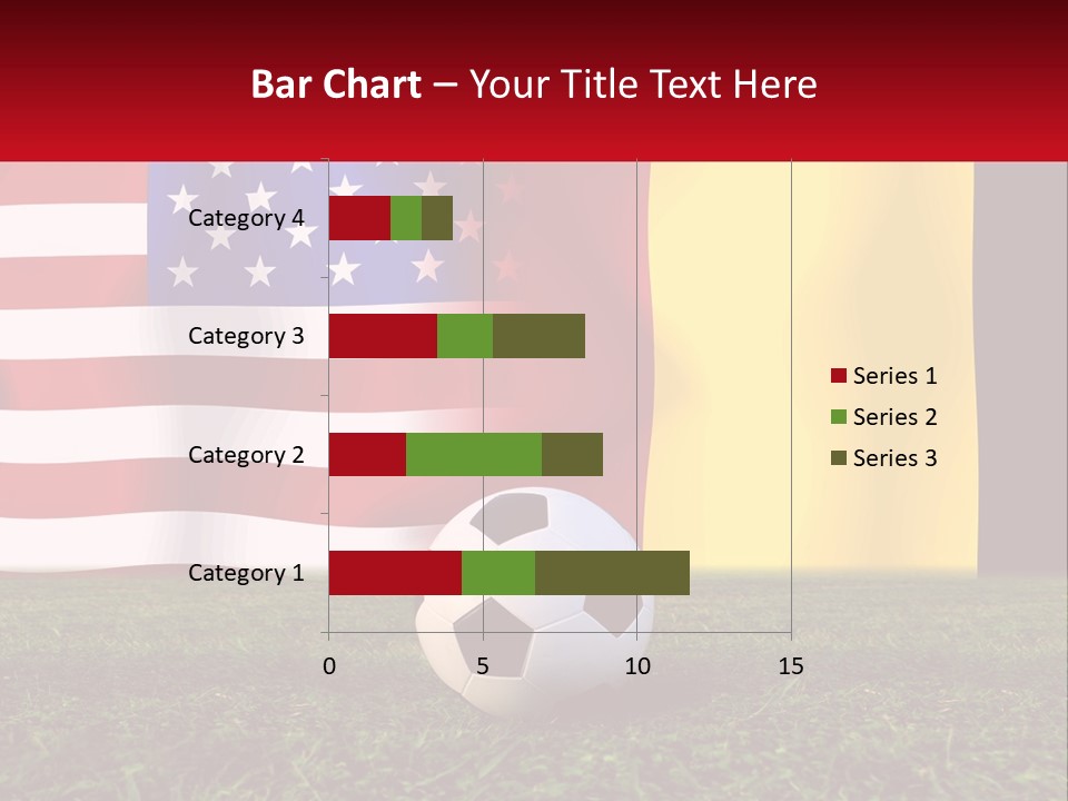 A Soccer Ball On A Field With Flags In The Background PowerPoint Template