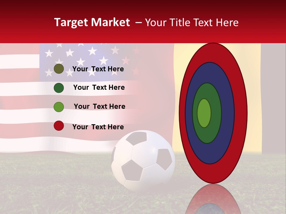 A Soccer Ball On A Field With Flags In The Background PowerPoint Template