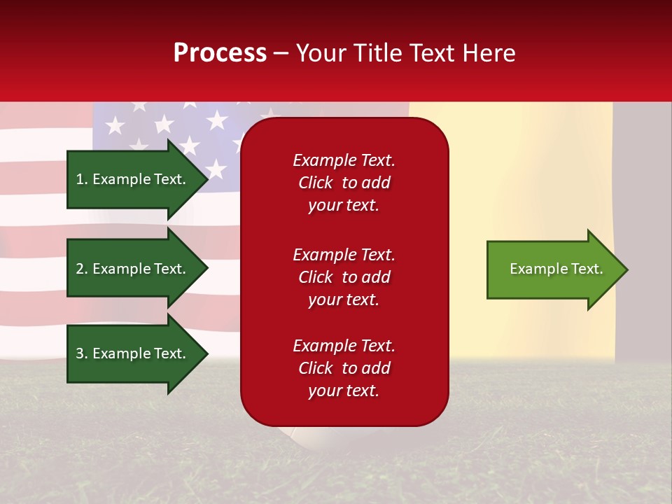 A Soccer Ball On A Field With Flags In The Background PowerPoint Template