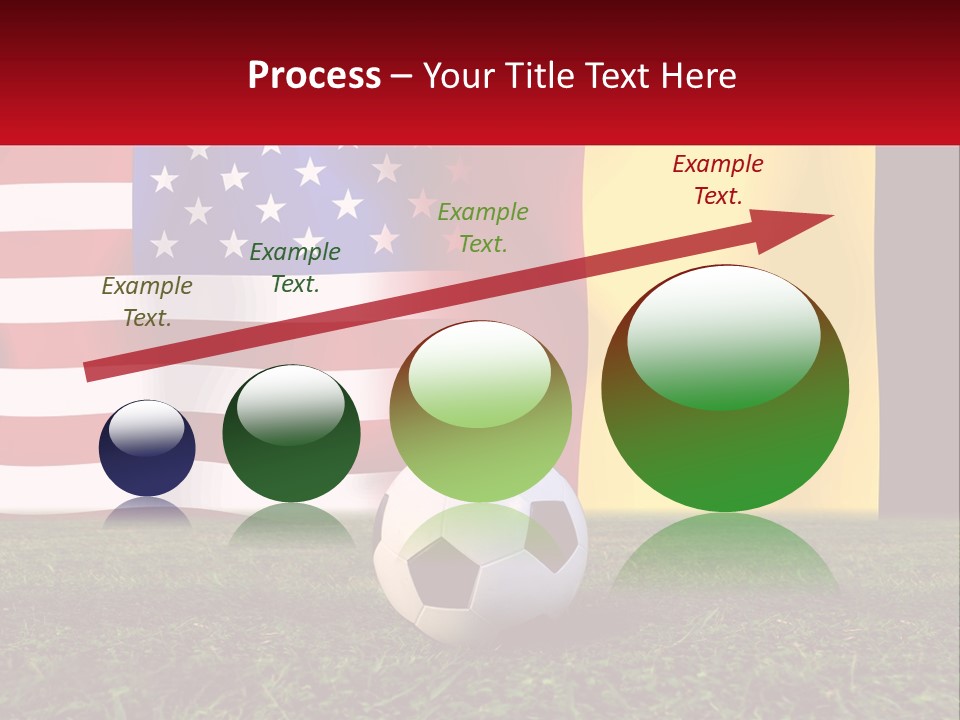 A Soccer Ball On A Field With Flags In The Background PowerPoint Template