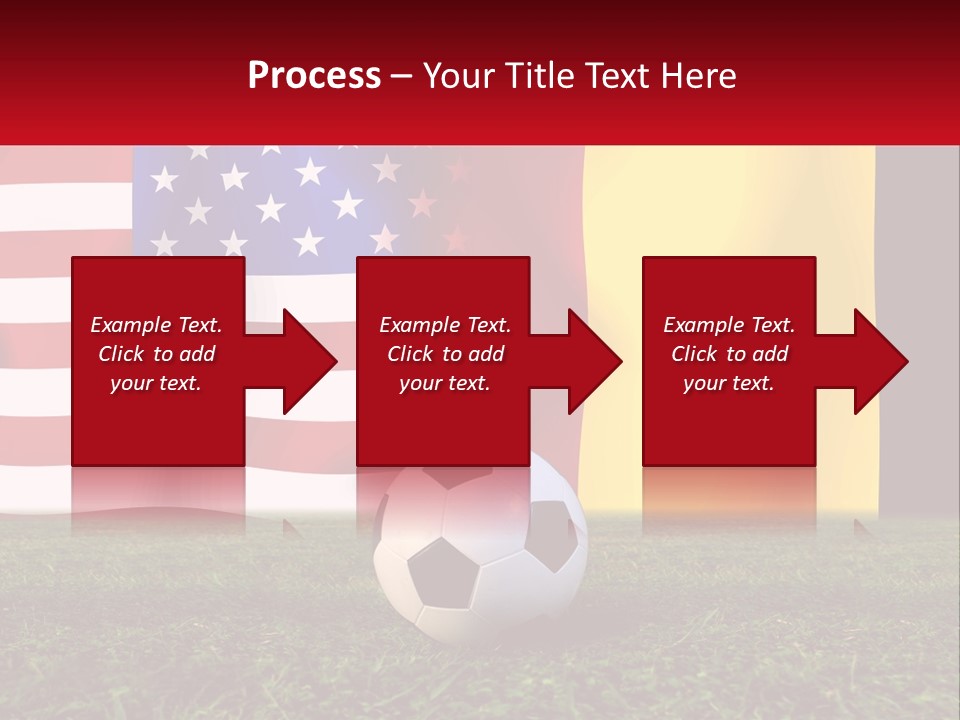 A Soccer Ball On A Field With Flags In The Background PowerPoint Template